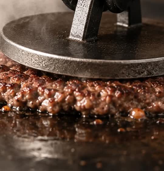 Smash-Patty auf der heißen Platte