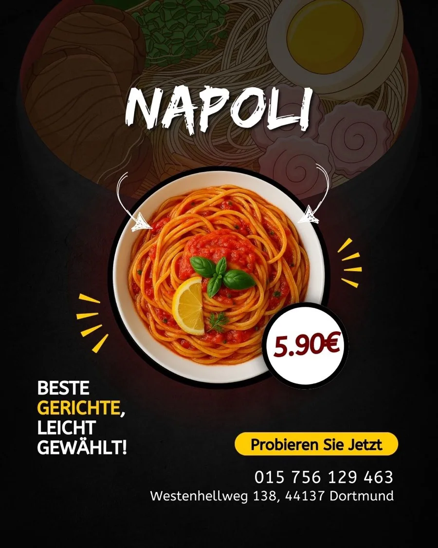 Pito-Aushang: Pasta Napoli 5,90 €