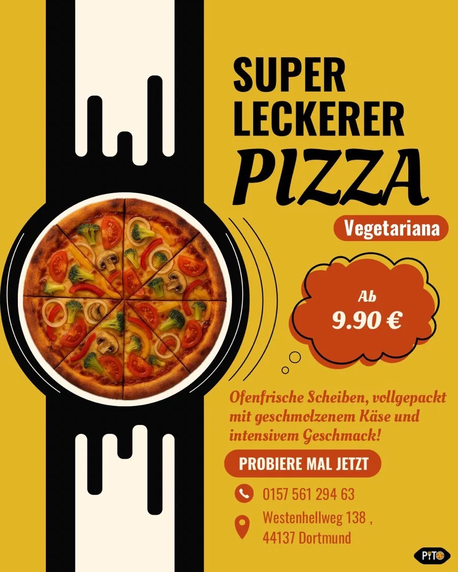 Pito-Aushang: Pizza Vegetariana ab 9,90 €